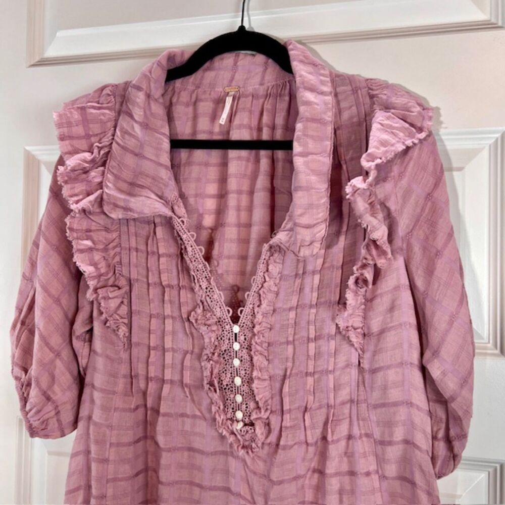 Free People Elora Ruffle Mini Dress In Silvery Berry Medium - Picture 5 of 11